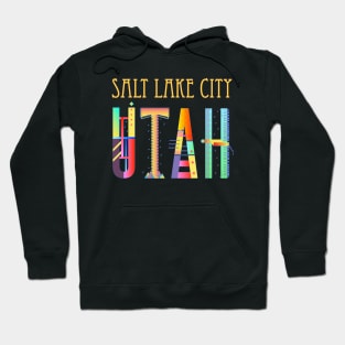 Salt Lake City Utah, fun, funky colorful design Hoodie